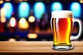 Beer in a glass mug with blur bar background, Generative AI Royalty Free Stock Photo