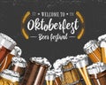 Beer glass, mug or bottle of oktoberfest. engraved in ink hand drawn in old sketch and vintage style for web, invitation Royalty Free Stock Photo