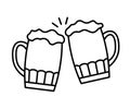 Beer in glass mug clink simple line icon. Alcoholic drink flat design. Vector Royalty Free Stock Photo