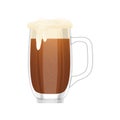 Beer glass mug, cup full of craft brown alcohol drink with bubbles for festival or party in pub Royalty Free Stock Photo