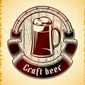Beer Glass Mug Emblem Oktoberfest Cask Barrel Ribbon Background