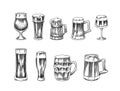 Beer glass, mug of oktoberfest. Engraved in ink hand drawn in old sketch and vintage style for web, invitation to party Royalty Free Stock Photo