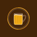 Beer glass mug round icon with foam cap froth bubble. Flat design Royalty Free Stock Photo