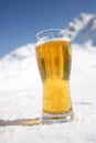 Beer glass over Alps Royalty Free Stock Photo