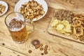 Beer glass and snacks Royalty Free Stock Photo