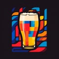 Colorful Mosaic Beer Glass - Bold Graphic Design Inspired