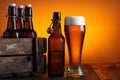 Beer glass with wooden crate Royalty Free Stock Photo