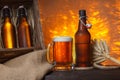 Beer glass with wooden crate Royalty Free Stock Photo