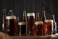 Beer glasses and bottles assortment Royalty Free Stock Photo