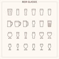 Beer glasses brewery outline iconset
