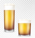 Beer glasses. Empty and full transparent cup Royalty Free Stock Photo