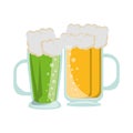 Beer glasses fresh alcoholic drinks