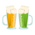 Beer glasses fresh alcoholic drinks