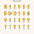 Beer glasses outline colored iconset