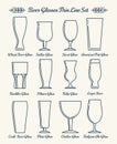 Beer glassware line icons