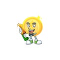 With beer gold coin cartoon character mascot style