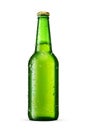 Beer in a green long neck bottle isolated on white background Royalty Free Stock Photo