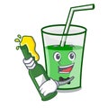 With beer green smoothie mascot cartoon