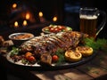 beer and grilled fish