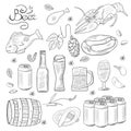 Beer hand-drawn doodle collection