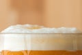 Beer head or collar, frothy foam on top of beverage