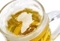 Beer head shaped as Africa in a beer mug.(series)