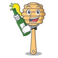 With beer honey spoon mascot cartoon