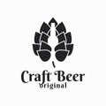 Beer hop and beer bottle. Craft beer logo on white