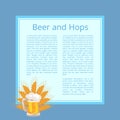 Beer and Hops Poster with Foamy Mug and Wheat Ears