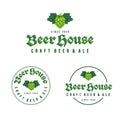 Beer House different logos. Hop Cones and Typographic Composition.