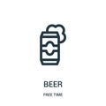 beer icon vector from free time collection. Thin line beer outline icon vector illustration. Linear symbol for use on web and