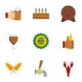 Beer icons set, flat style Royalty Free Stock Photo