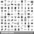 100 beer icons set, simple style Royalty Free Stock Photo