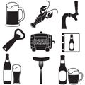Beer icons set. Vector symbols and design elements for restaurant, pub or cafe. Royalty Free Stock Photo