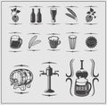 Beer icons, symbols, labels and design elements.