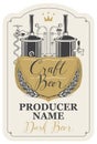 Beer label with wheat ears and brewery production