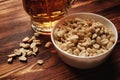 Beer light in a mug and snack Royalty Free Stock Photo