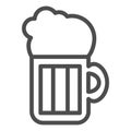 Beer line icon. Beer mug illustration isolated on white. Alcohol pint glass with froth outline style design, designed Royalty Free Stock Photo