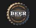 Beer logo on cap - vector illustration, emblem brewery design