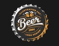 Beer logo on cap - vector illustration, emblem brewery design Royalty Free Stock Photo