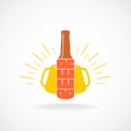 Beer logo template. Bottle with vertical text.
