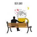 Beer lover. Beer mug and watch people on moon. Date night. Lover