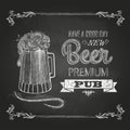 Beer in mag. Chalk drawing Royalty Free Stock Photo