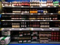 Beer of many kinds on shelves at Selgros