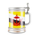 Beer mug with Bruneian flag, 3D rendering Royalty Free Stock Photo