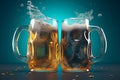 Beer mug clashing. Generate Ai