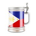 Beer mug with Filipino flag, 3D rendering