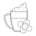 Beer mug flower isolated icon over white background line style Royalty Free Stock Photo