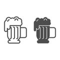 Beer mug with foam line and glyph icon. Lager glass with froth vector illustration isolated on white. Ale cup outline Royalty Free Stock Photo