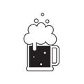 Beer mug with foam. Vector black beer icon. Royalty Free Stock Photo